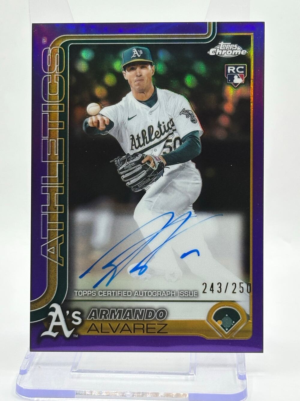 2025 Topps Chrome Armando Alvarez Rookie Purple Auto 243/250 SP Athletics RC